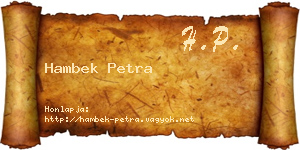 Hambek Petra névjegykártya